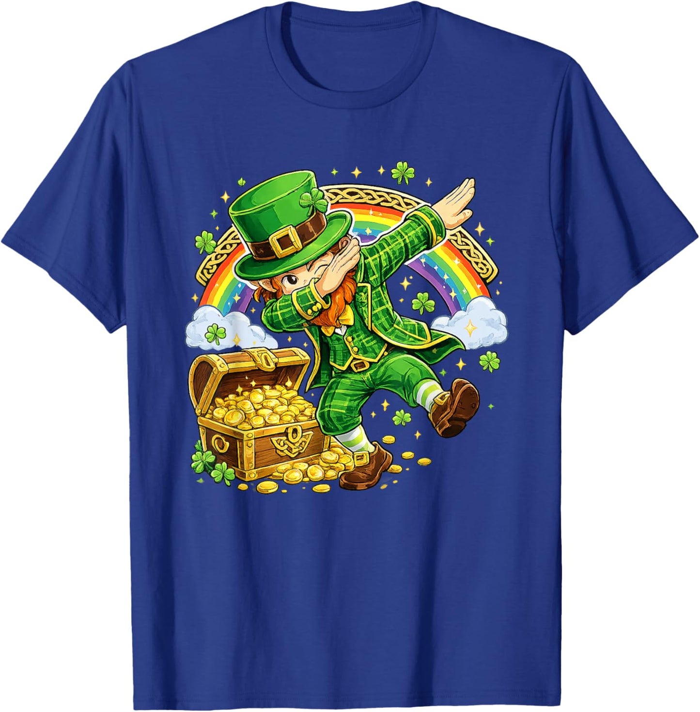 Funny Leprechaun Dabbing Lucky St Patricks Kids Boys T-Shirt - T-Shirt | Royal
