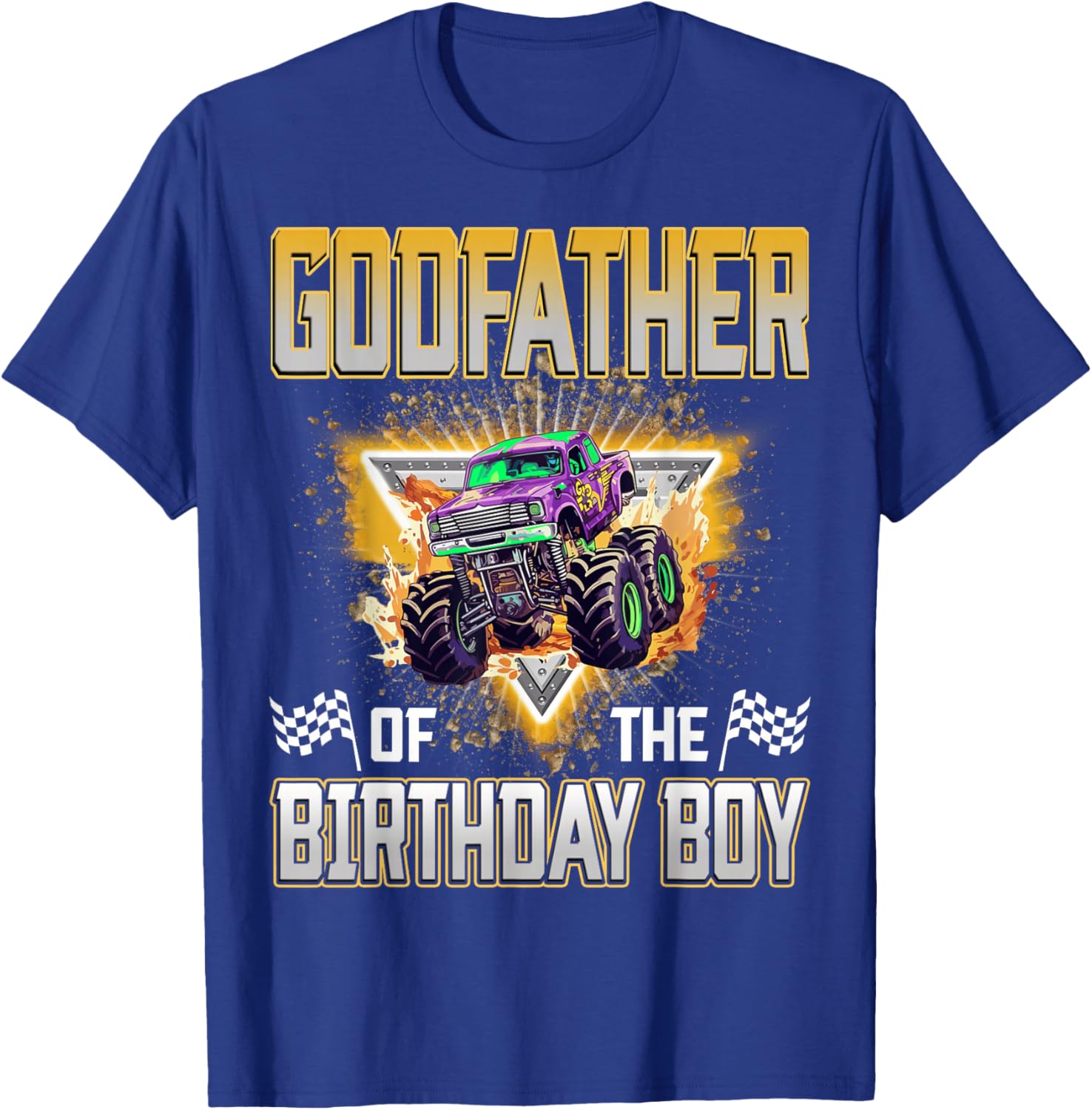 Godfather of The Birthday Boy Monster Truck Birthday Family T-Shirt - T-Shirt | Royal