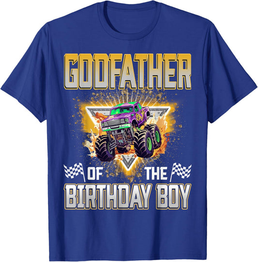 Godfather of The Birthday Boy Monster Truck Birthday Family T-Shirt - T-Shirt | Royal