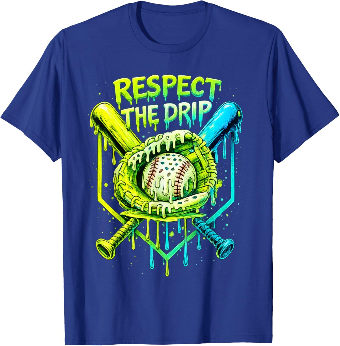 Baseball Drip Team for Boys and Girls Ice Cream Cool T-Shirt - T-Shirt | Royal