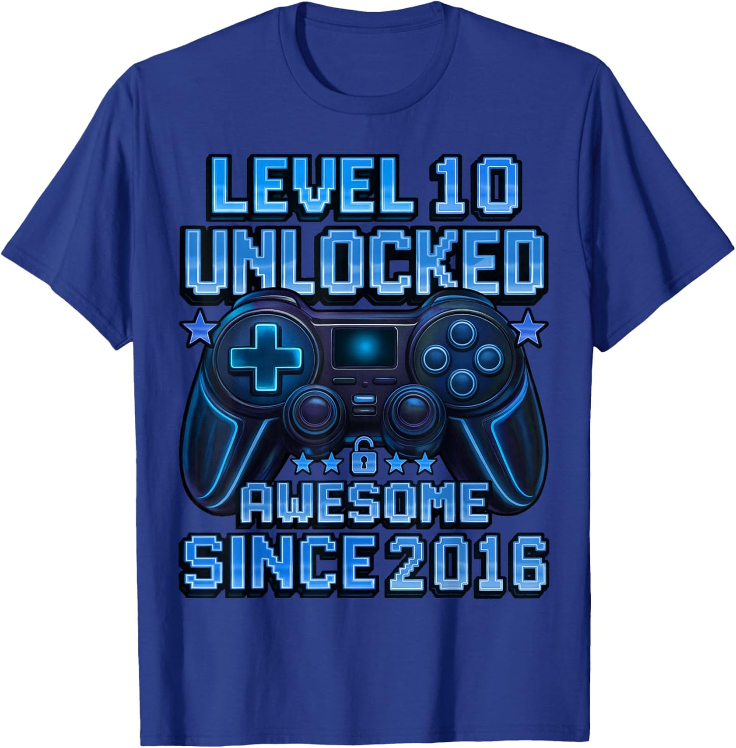 Level 10 Unlocked 10 Year Old Gifts Boys 10th Birthday Boy T-Shirt - T-Shirt | Royal