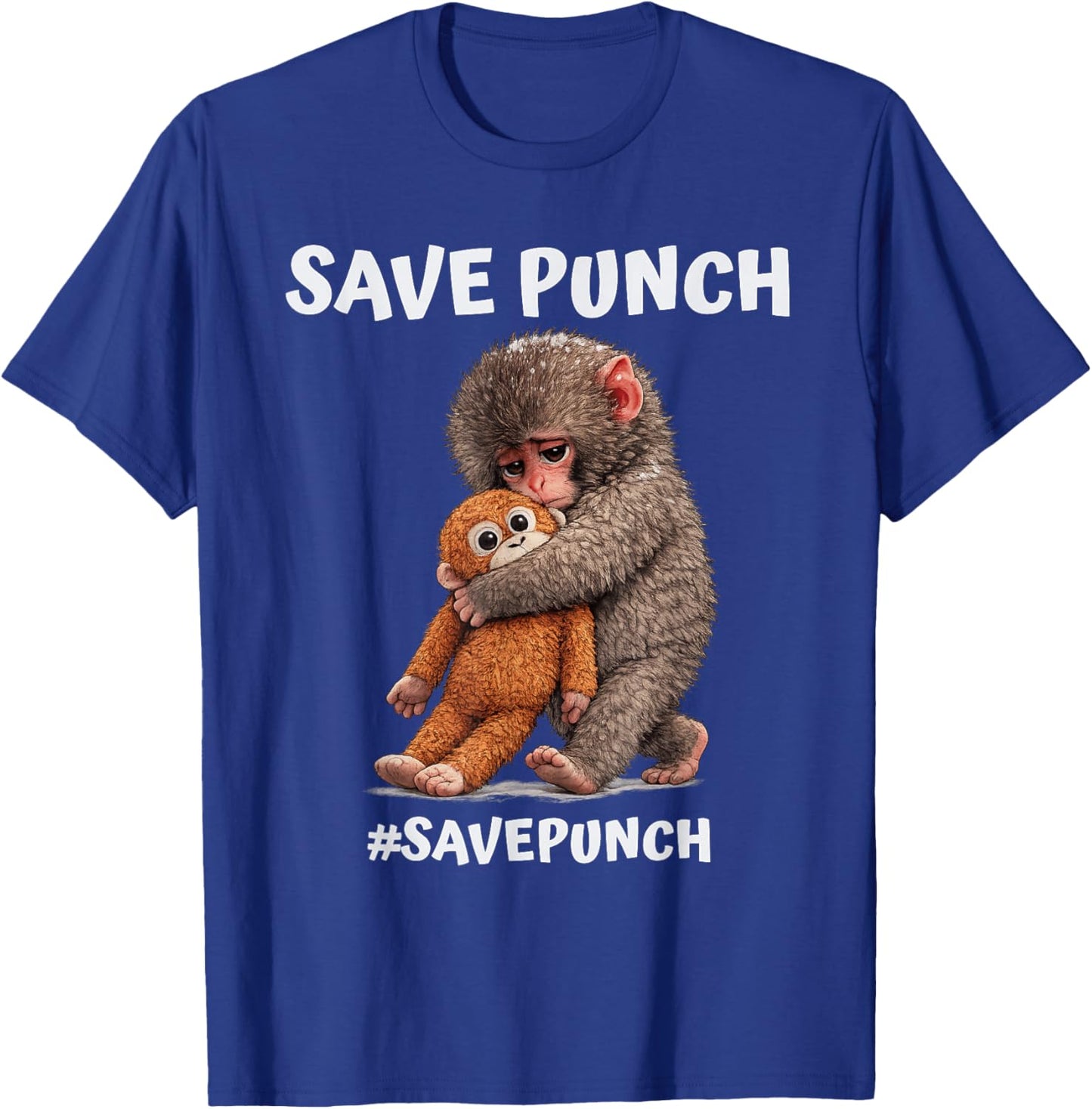 Save Punch Trendy Japanese Macaque Monkey T-Shirt - T-Shirt | Royal
