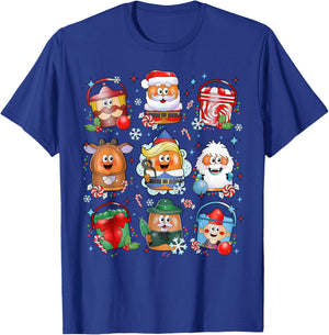 Funny Chicken Nuggets Santa Claus Reindeer Merry Christmas T-Shirt - T-Shirt | Royal