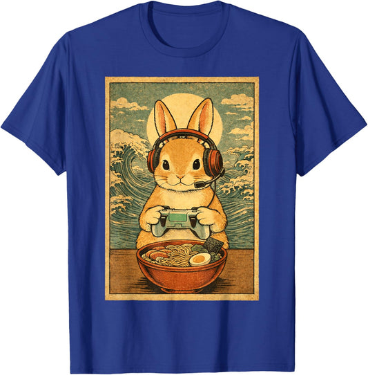 Gamer Bunny Ramen Japanese Graphic Women Teens T-Shirt - T-Shirt | Royal