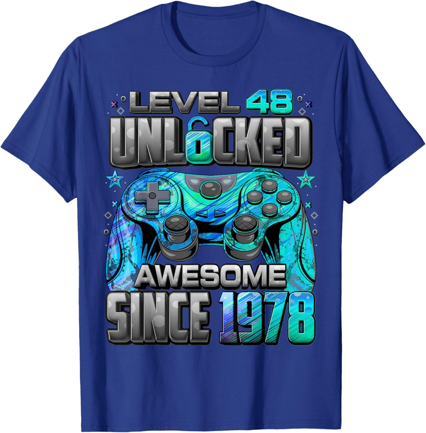 Level 48 Unlocked Awesome Since 1978 48th Birthday Gaming T-Shirt - T-Shirt | Royal