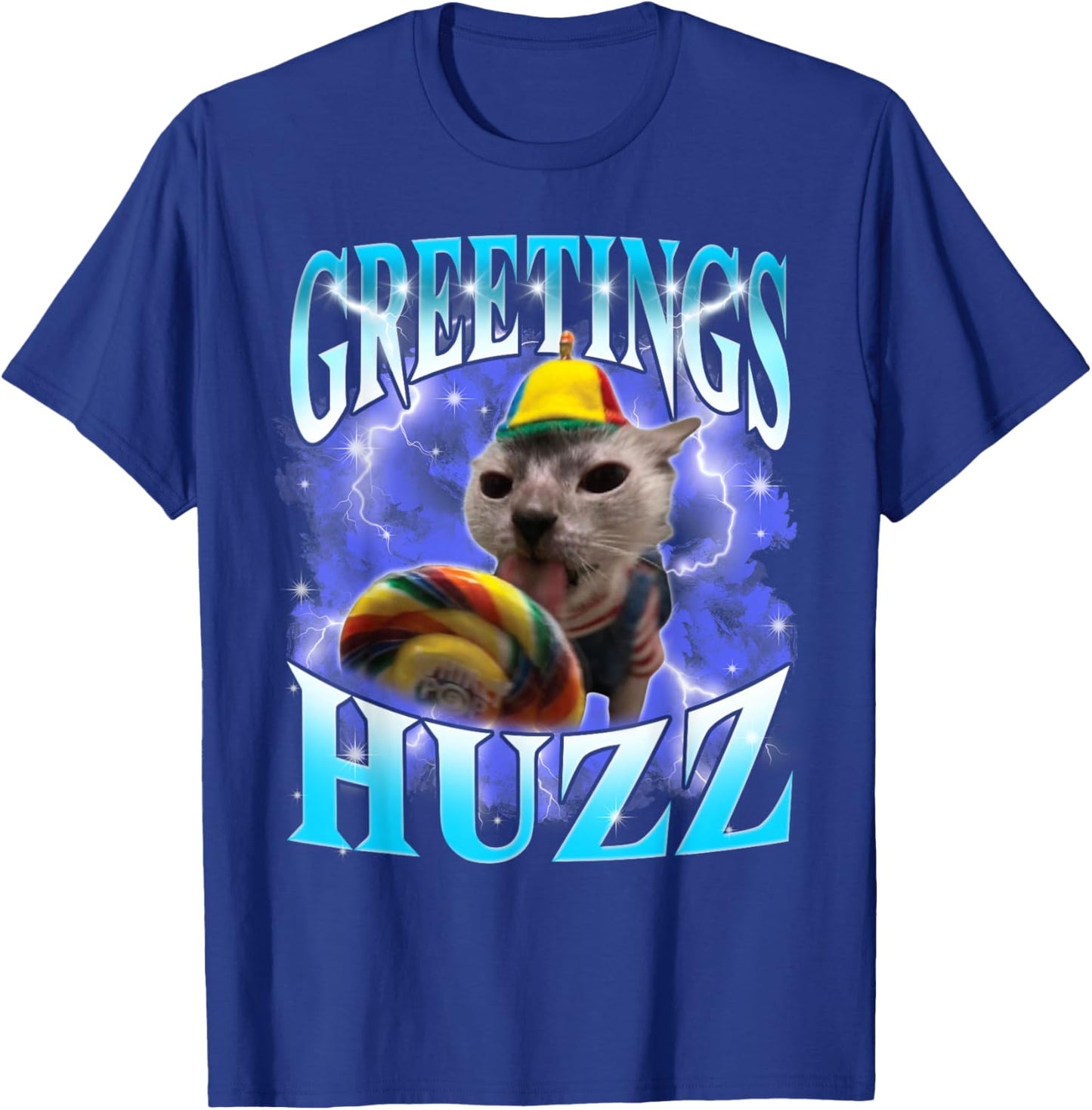 Funny Gen Z Gen Alpha Slang Cat Meme Greetings Huzz Cat Meme T-Shirt - T-Shirt | Royal