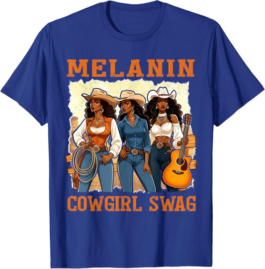 Melanin Cowgirl Swag Black History Month African Girl Women T-Shirt - T-Shirt | Royal