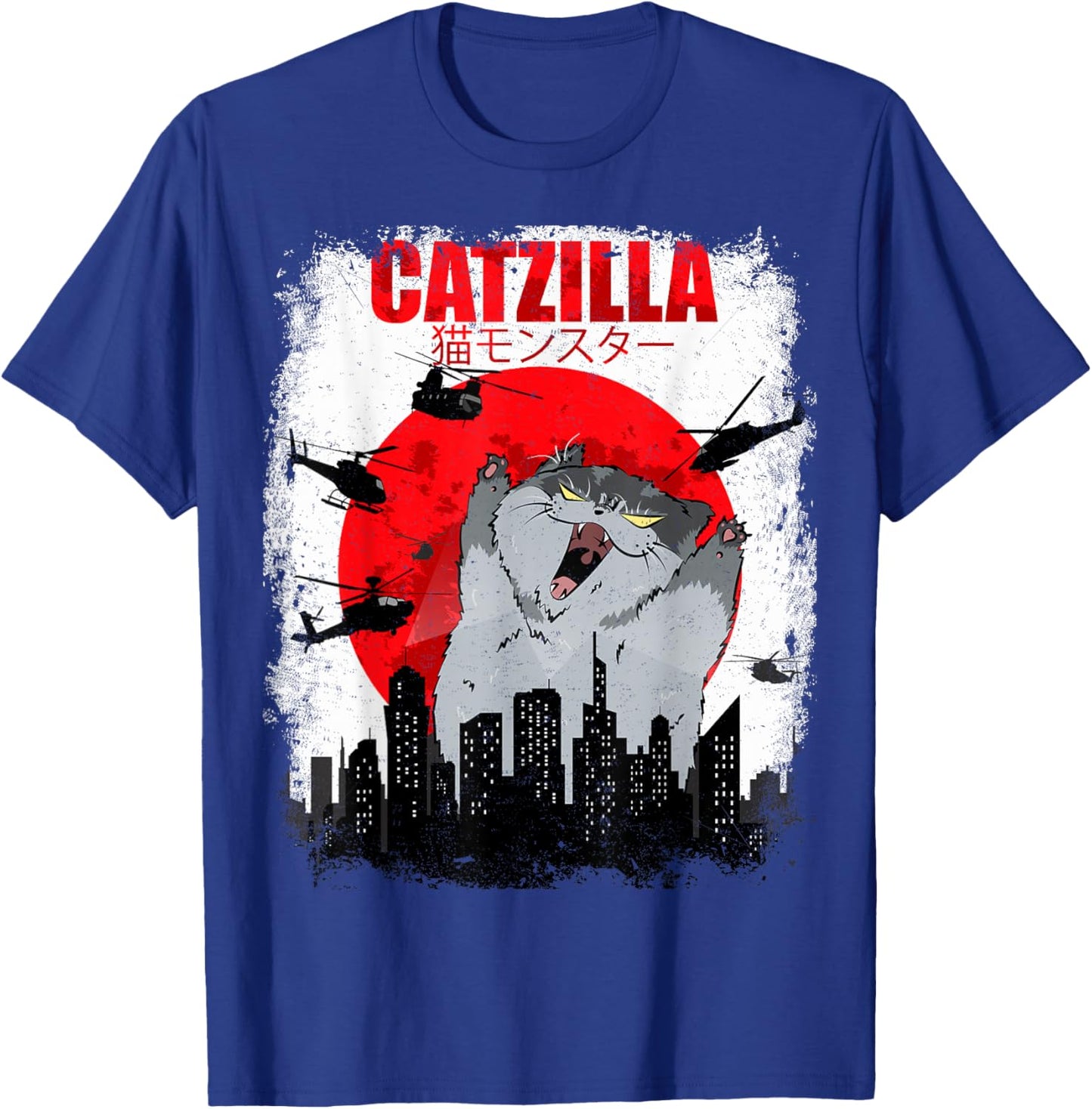 Kawaii Catzilla Japanese Women Kids Funny Anime Cat T-Shirt - T-Shirt | Royal