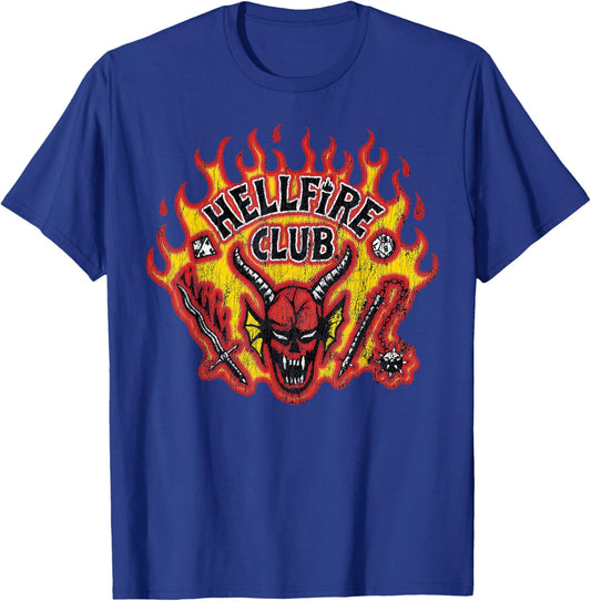 Stranger Things Season 5 Hellfire Club Distressed Logo T-Shirt - T-Shirt | Royal