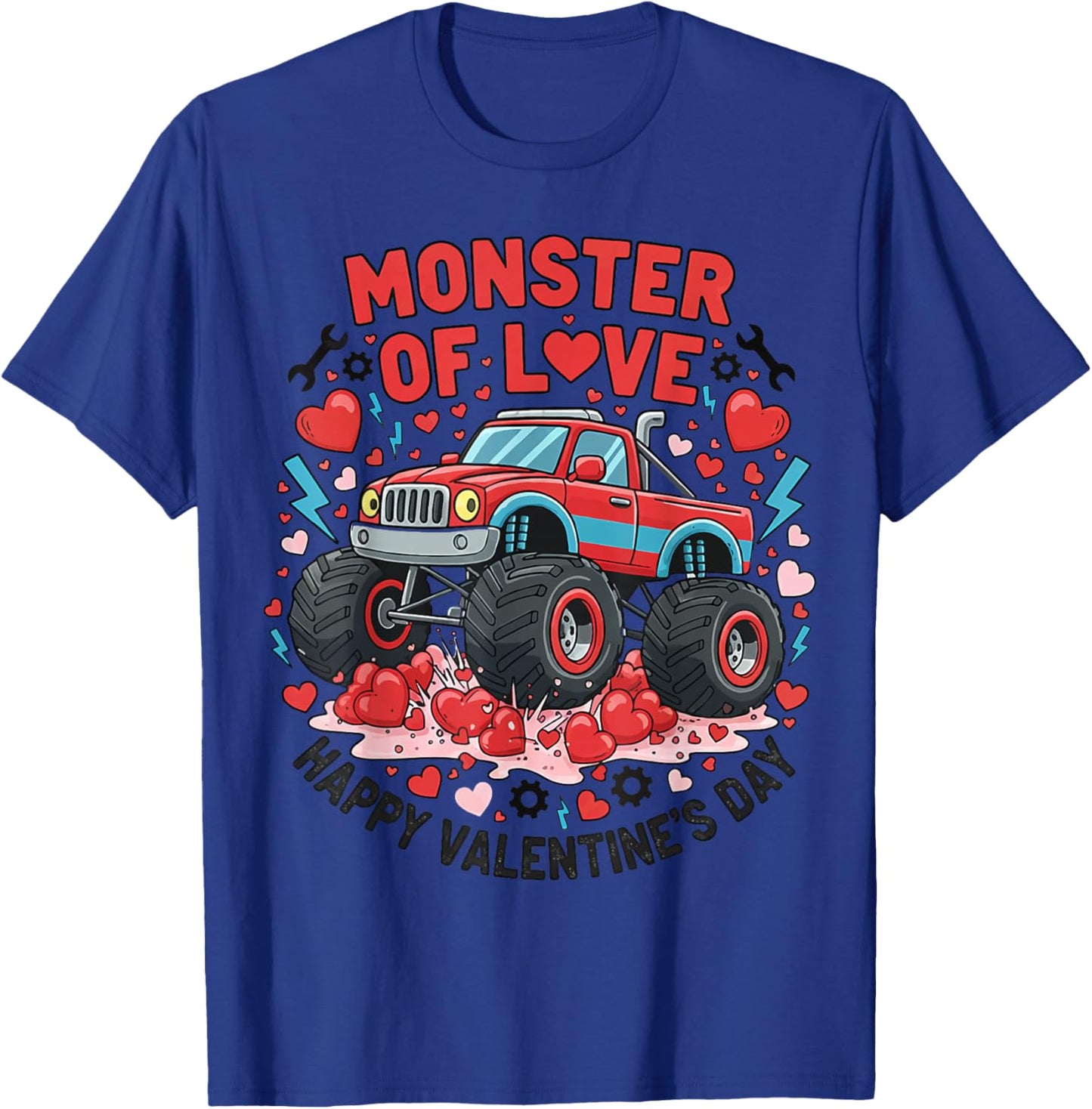 Valentines Day Monster of Love Monster-Truck Boys T-Shirt - T-Shirt | Royal