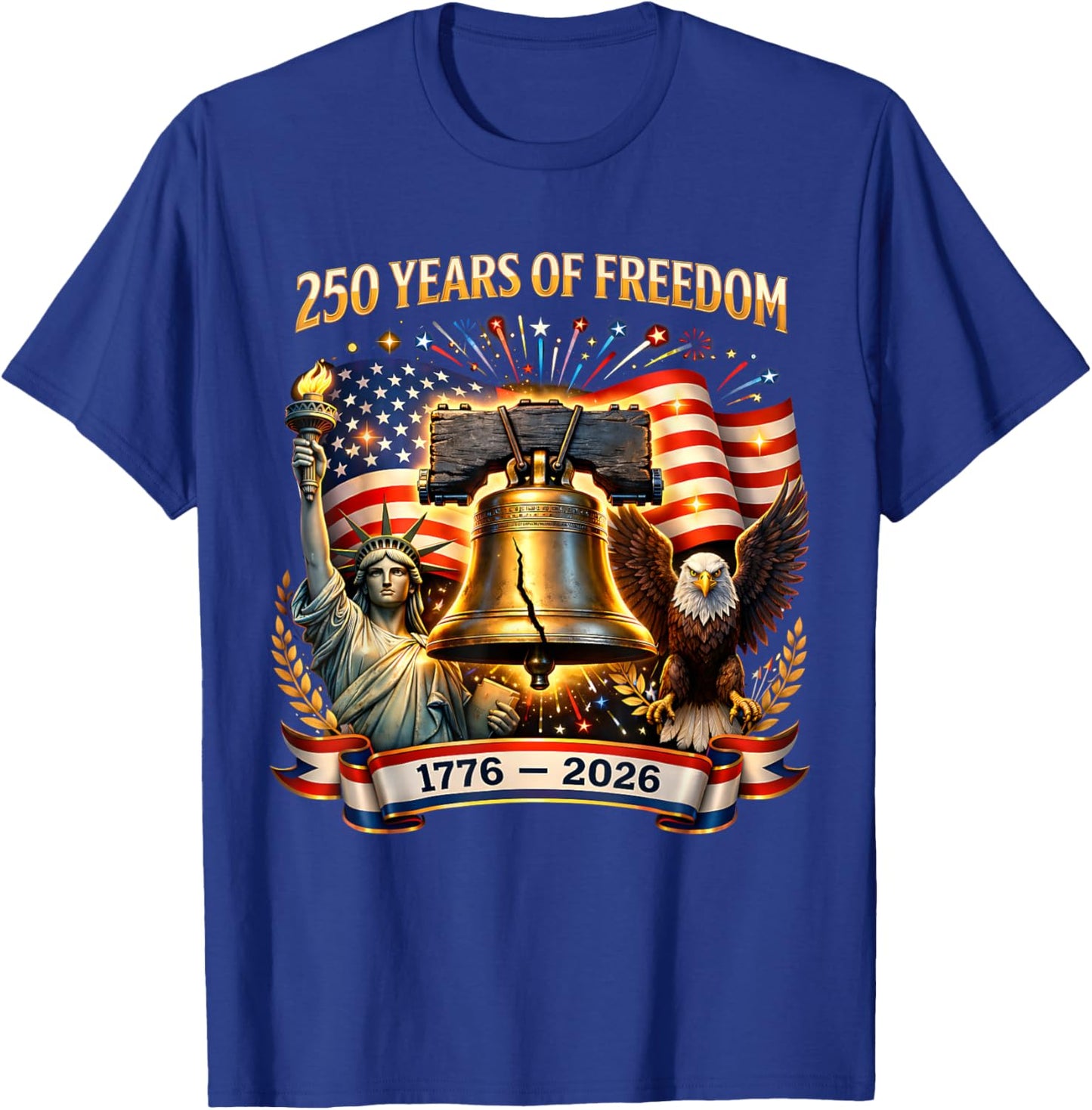 Patriotic Eagle and Flag 250 Years 1776-2026 4th of July T-Shirt - T-Shirt | Royal
