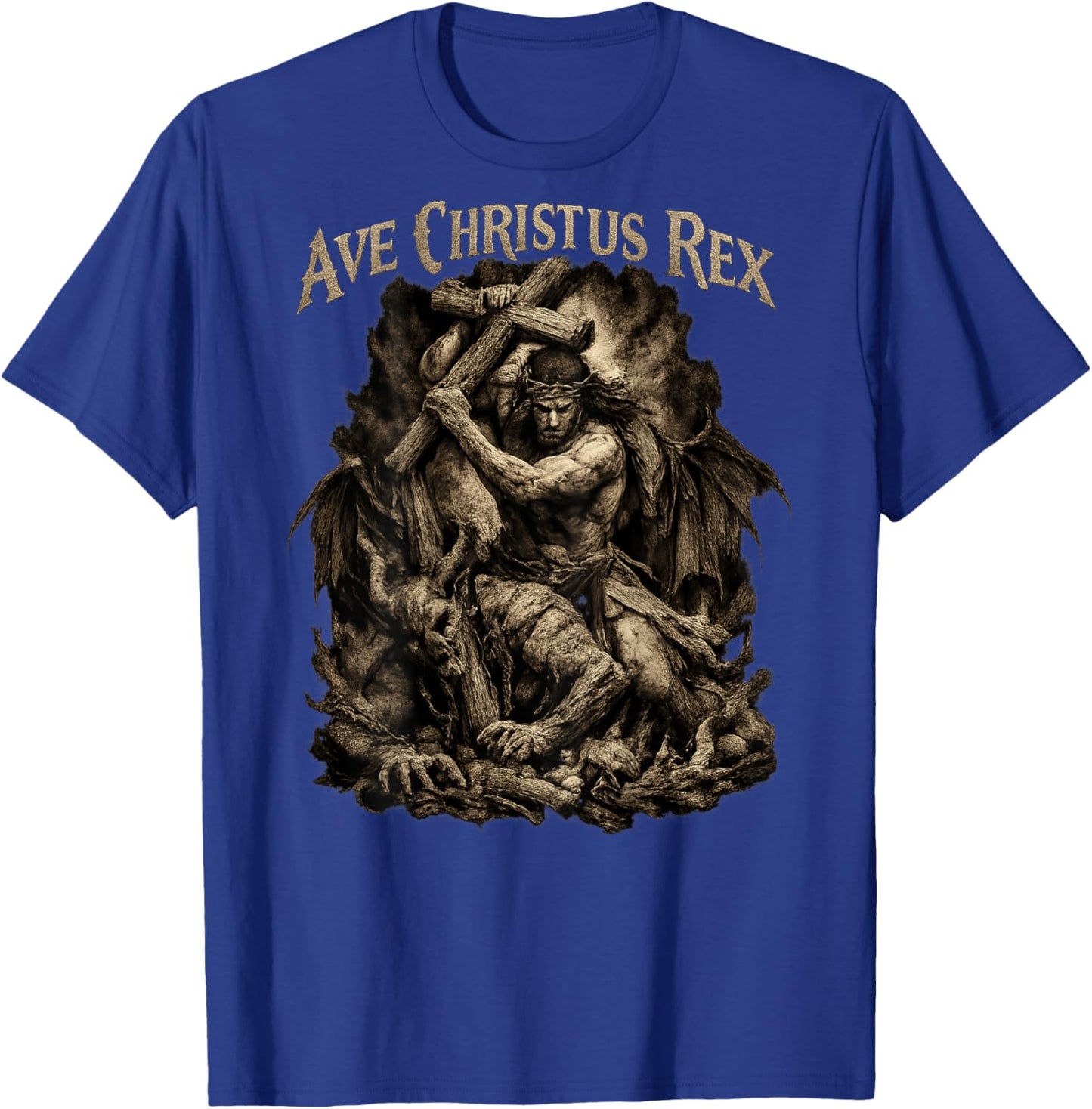 Ave Christus Rex - Jesus Defeating The Devil T-Shirt - T-Shirt | Royal