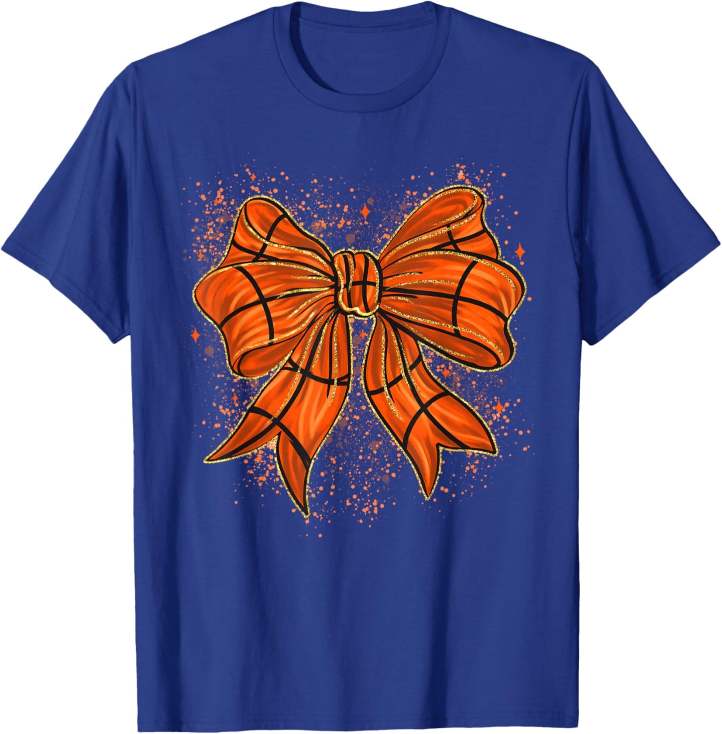Cute Basketball Coquette Bow Basketball Bow Girls Game Day T-Shirt - T-Shirt | Royal