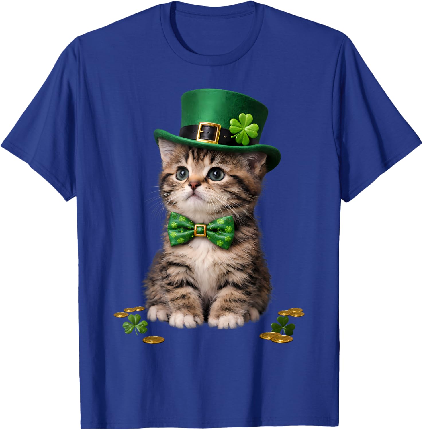 St Catrick's Day Funny Cat St Patricks Day Men Women Kids T-Shirt - T-Shirt | Royal