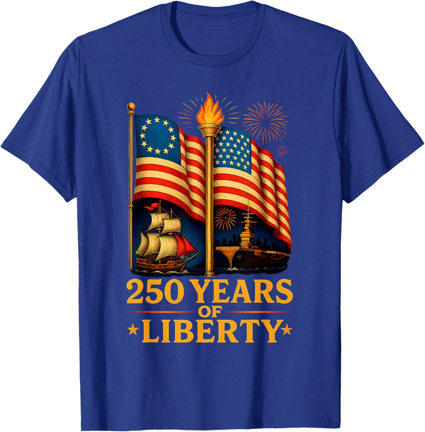 Betsy Ross Flag 250 Years of Liberty 250th 4th of July Gifts T-Shirt - T-Shirt | Royal