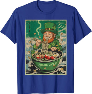 St Patrick Funny Leprechaun Lucky Chinese Ramen Men Women T-Shirt - T-Shirt | Royal