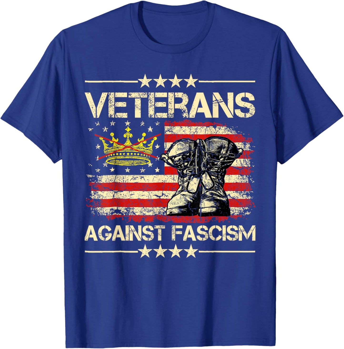 Vintage Veterans Against Fascism Men Women T-Shirt - T-Shirt | Royal