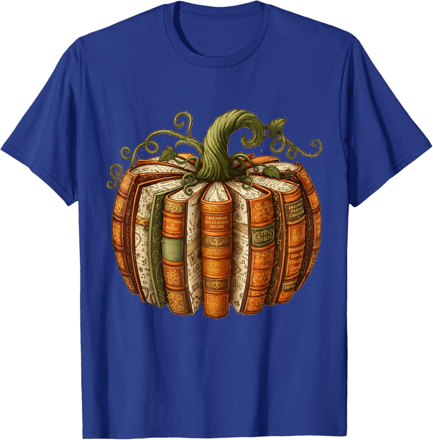 Vintage Book Pumpkin Fall Reading Halloween T-Shirt - T-Shirt | Royal