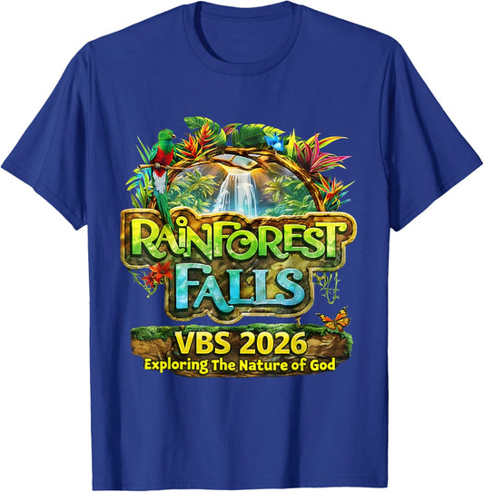 Rainforest Falls VBS 2026 Exploring The Nature of God T-Shirt - T-Shirt | Royal