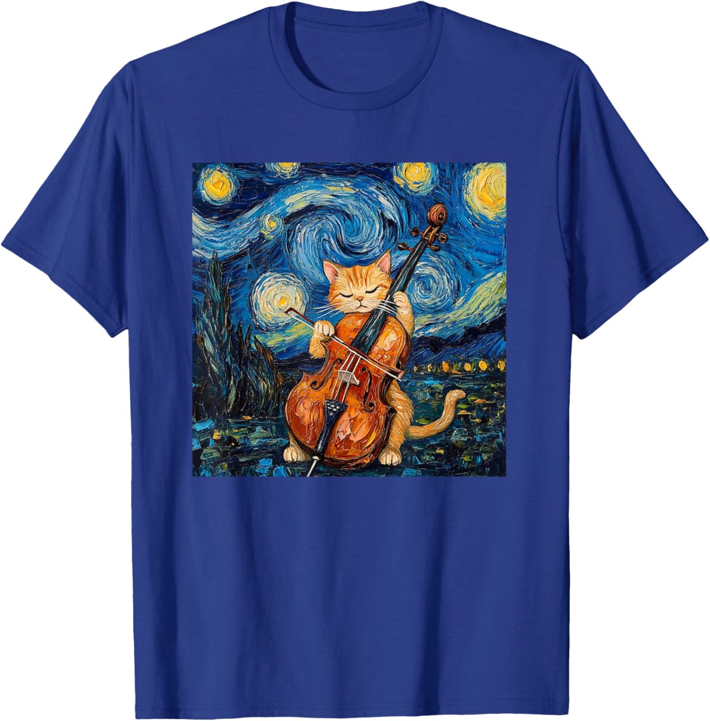Funny Cello Player Cat Shirt Men Kids T-Shirt - T-Shirt | Royal