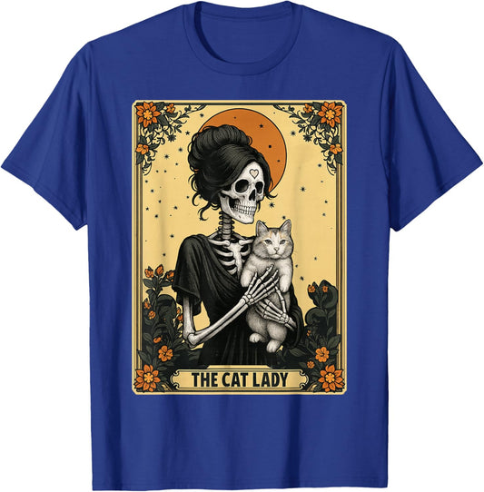 The Cat Lady Tarot Card Skeleton Cat Lover Witchy Women T-Shirt - T-Shirt | Royal