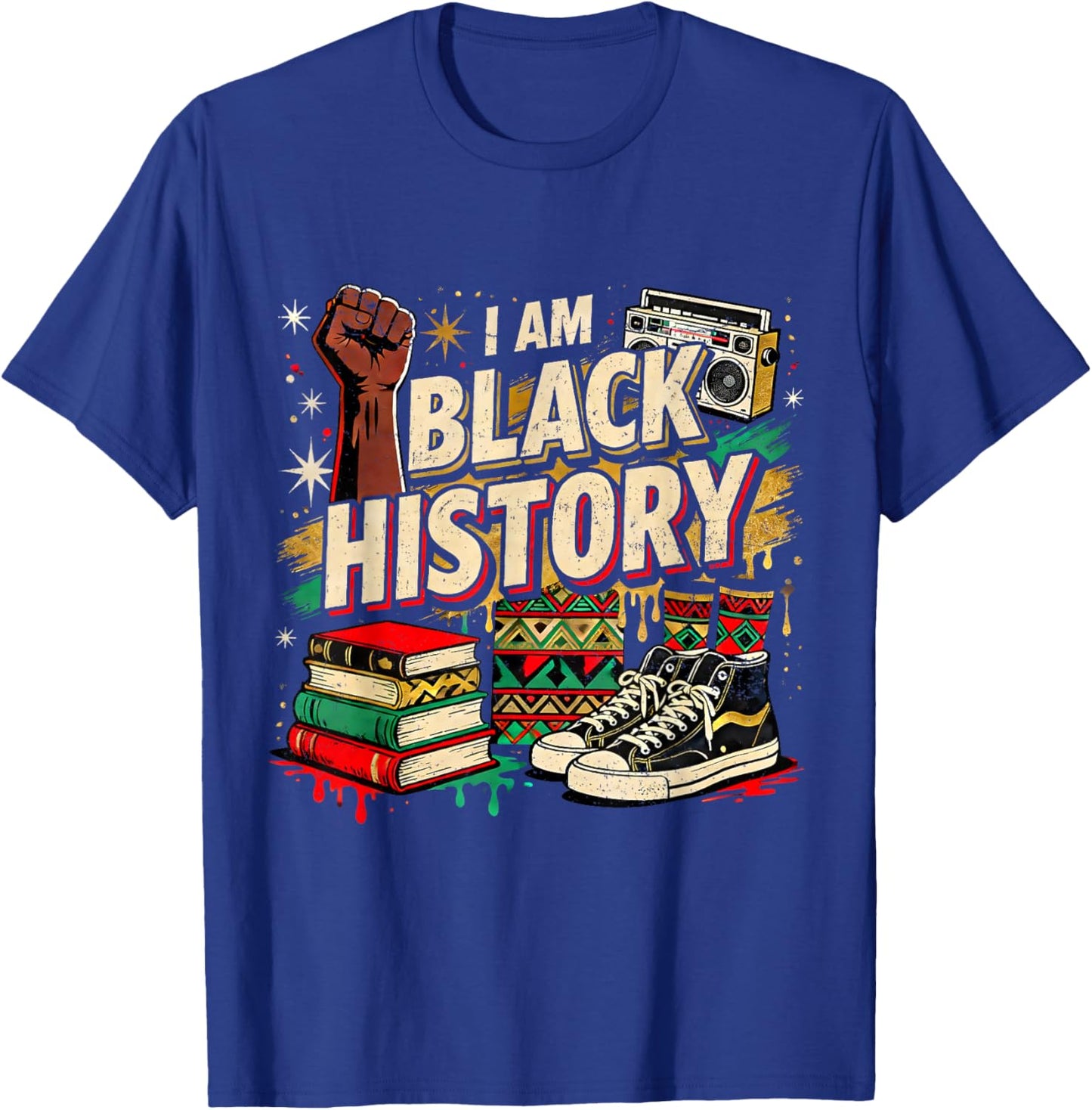 I Am Black History Culture Pride Design T-Shirt - T-Shirt | Royal
