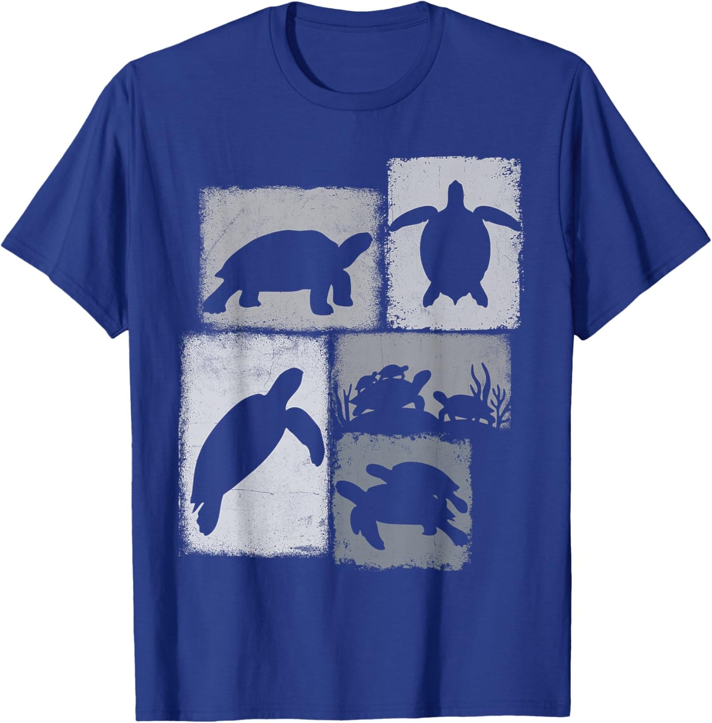 Turtle Vintage Collage Sea Animal Lover T-Shirt - T-Shirt | Royal