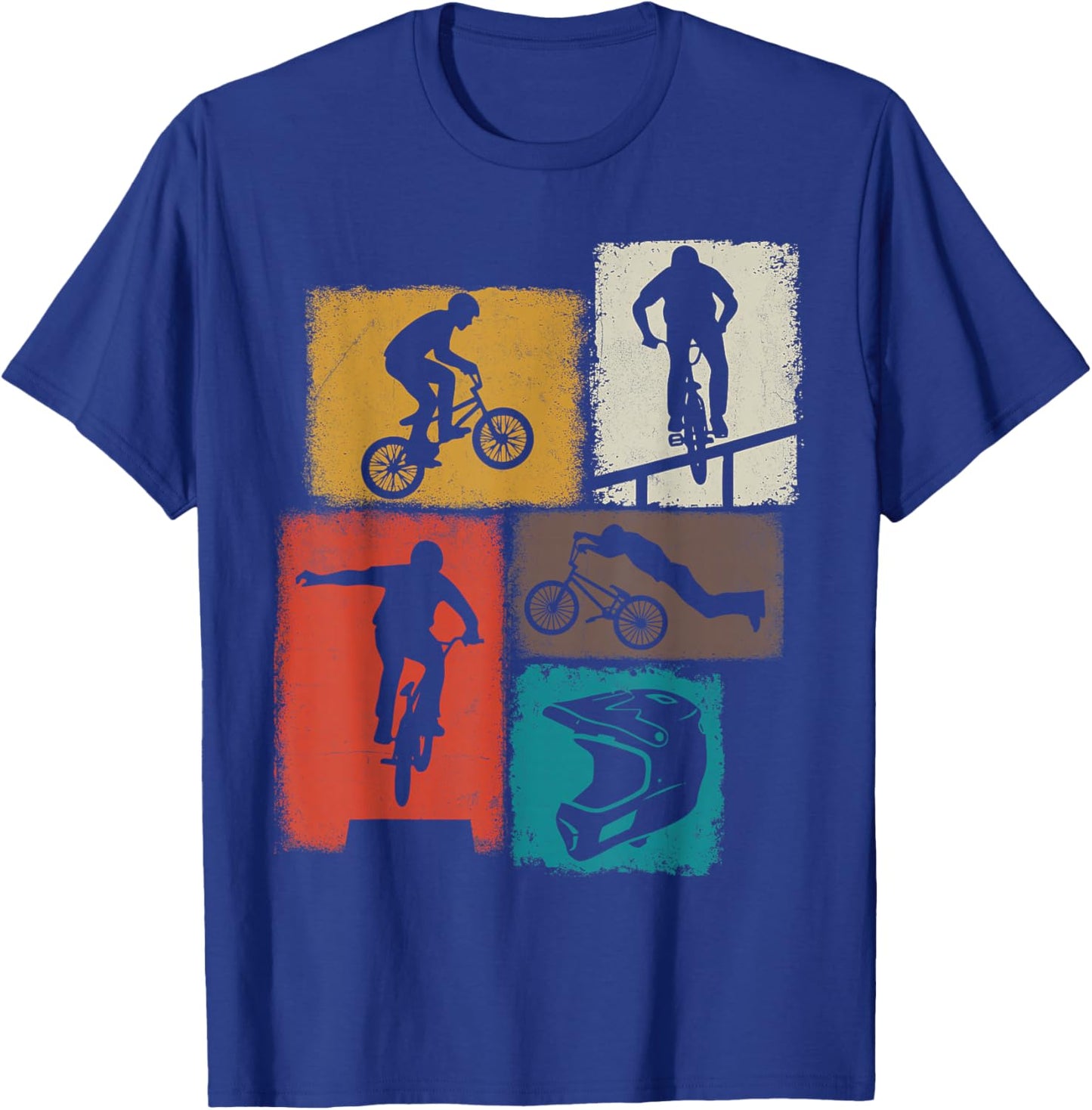 BMX Bike Collage Men Rider Kids Cyclist Biker Youth Boys T-Shirt - T-Shirt | Royal
