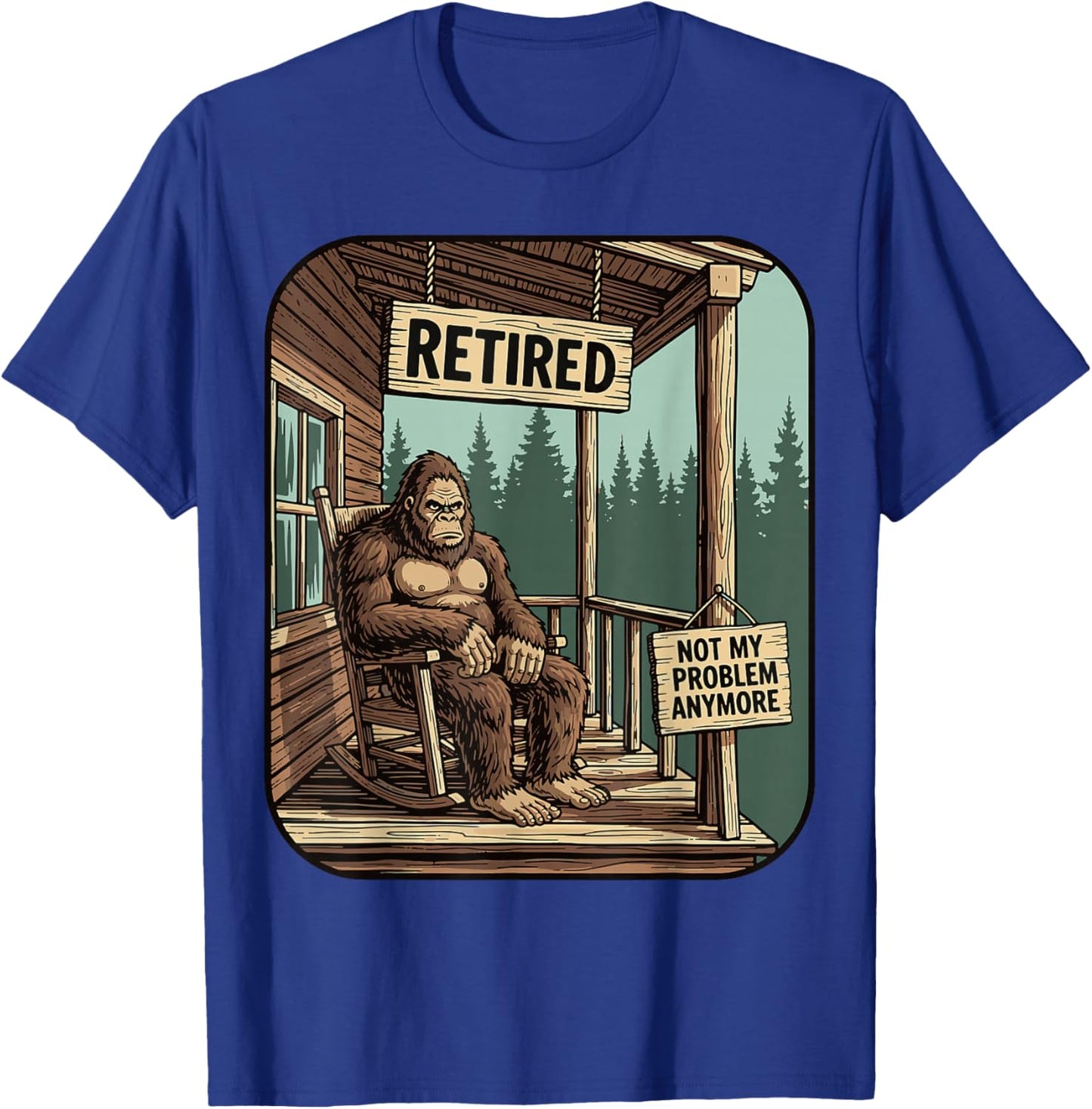 Retired Women Funny Retirement Bigfoot T-Shirt - T-Shirt | Royal