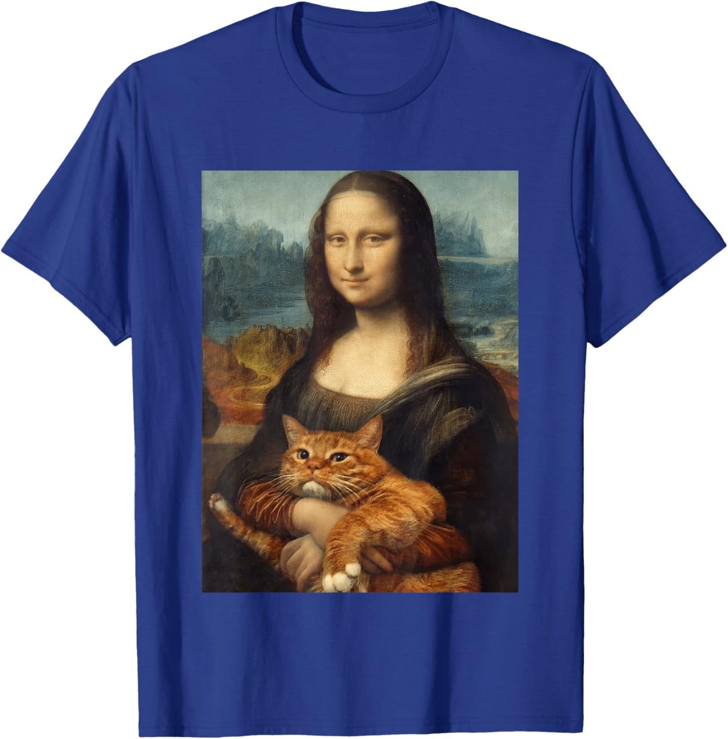 Funny Mona Lisa Holding Cat Meme Sarcastic Kitty Lover T-Shirt - T-Shirt | Royal