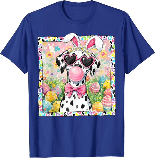 Easter Dog Bunny Ears Funny Dalmatian Easter Bunny Dog T-Shirt - T-Shirt | Royal