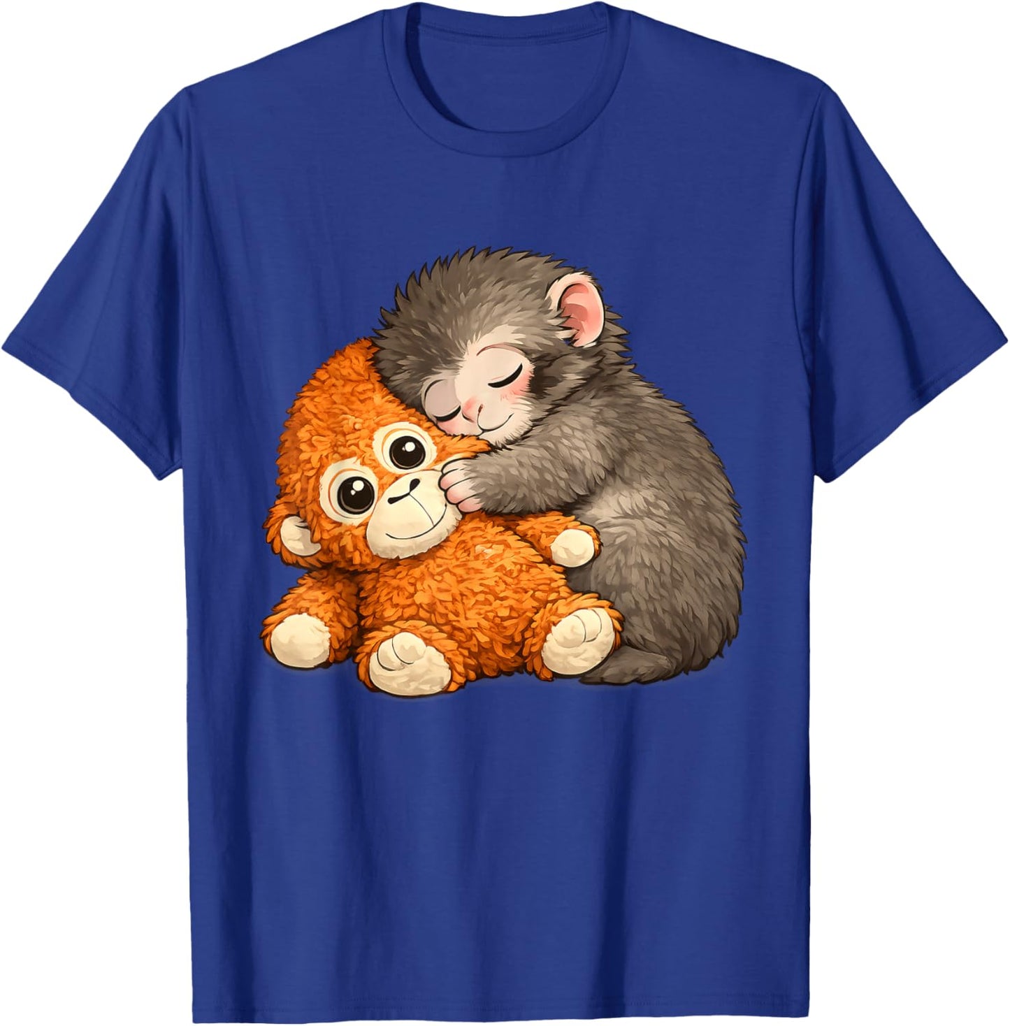 Punch The Monkey Cuddling Stuffed Animal Meme Viral Internet T-Shirt - T-Shirt | Royal