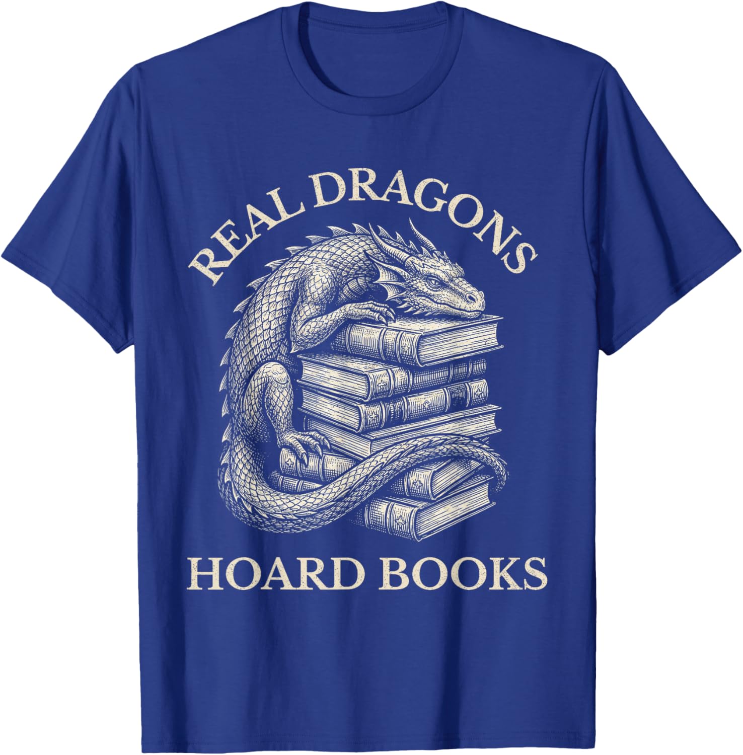 Vintage Dragons & Books Dark Academia Funny Librarian Gift T-Shirt - T-Shirt | Royal
