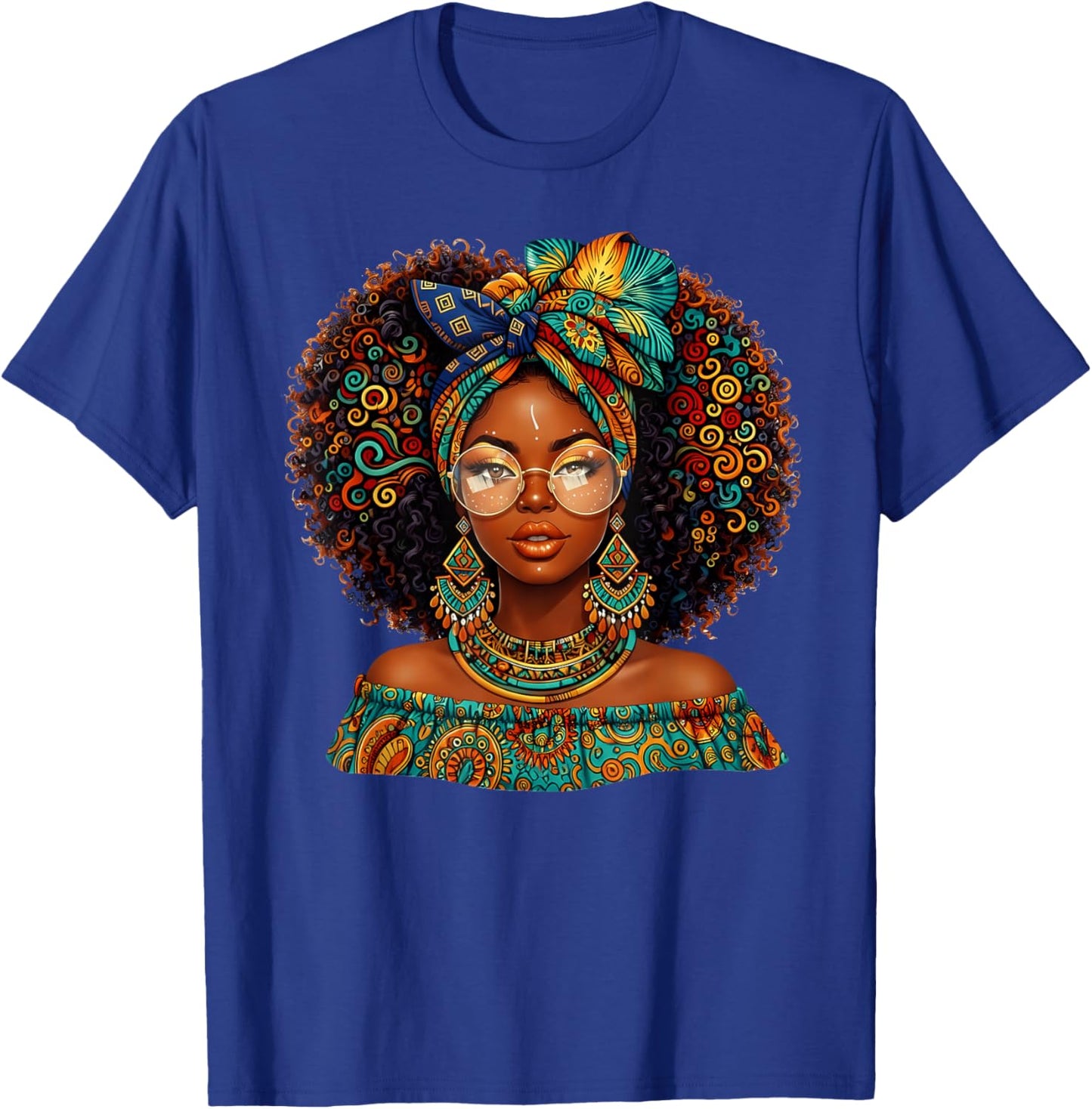 Black History Afro Melanin Queen African American Women Girl T-Shirt - T-Shirt | Royal