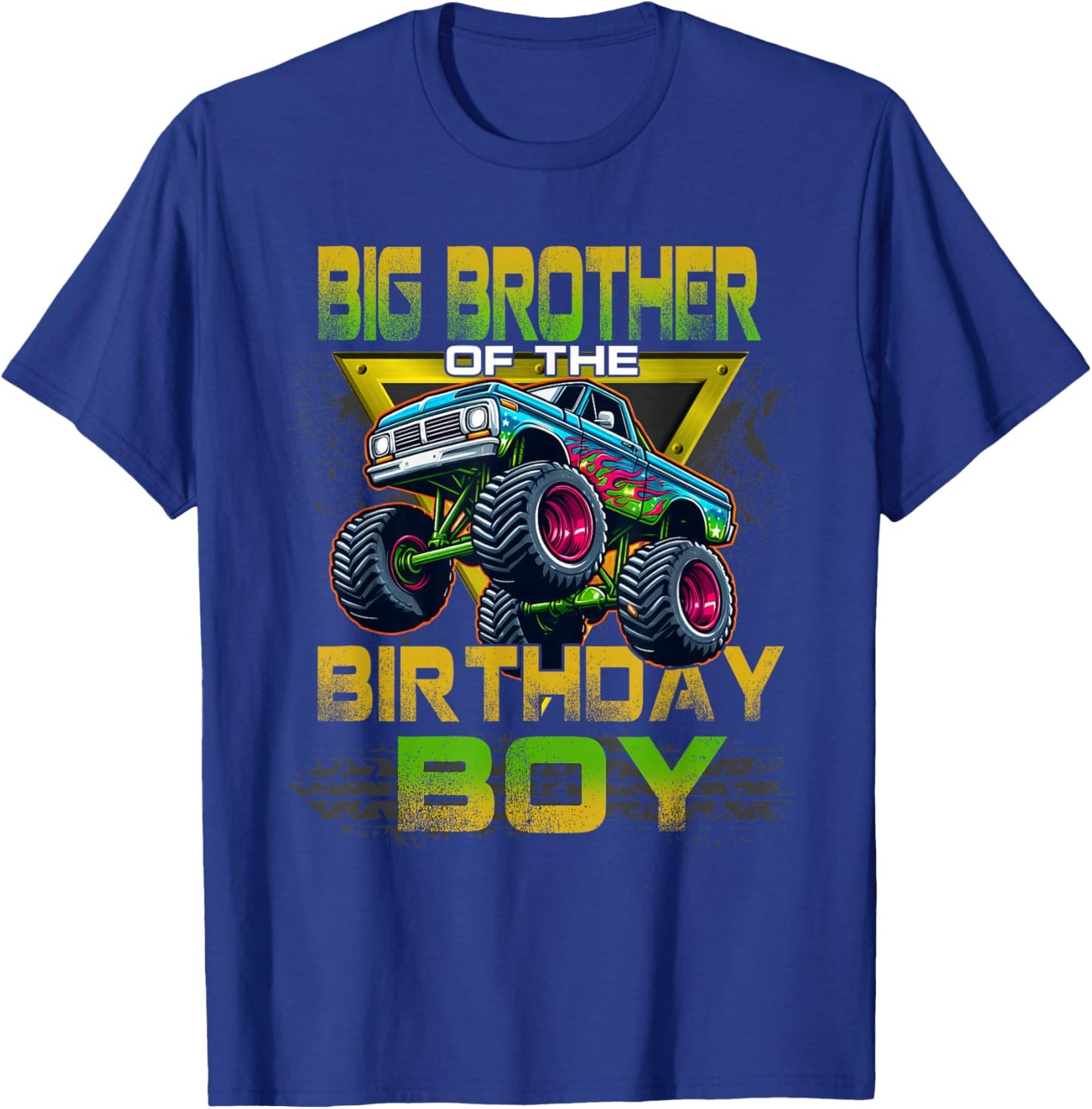 Big Brother of The Birthday Boy Monster Truck Birthday T-Shirt - T-Shirt | Royal