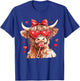 Cute Highland Cow Candy Cane Heart Valentines Day Scottish T-Shirt - T-Shirt | Royal