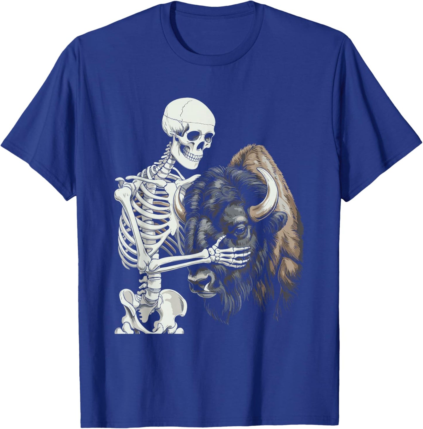 Bison Skeleton Buffalo Halloween T-Shirt - T-Shirt | Royal