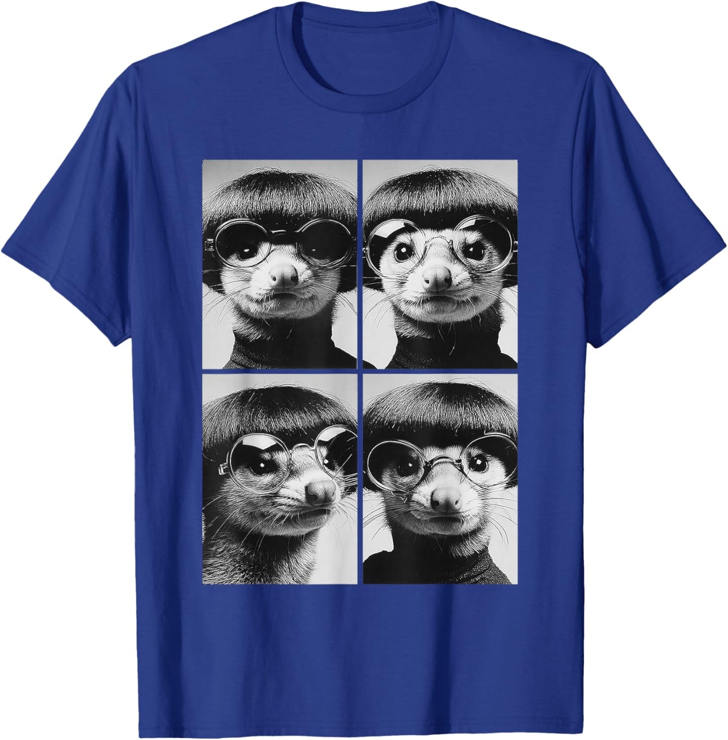 Funny Opossums with Sunglasses Forest Animals Bob Haircut T-Shirt - T-Shirt | Royal