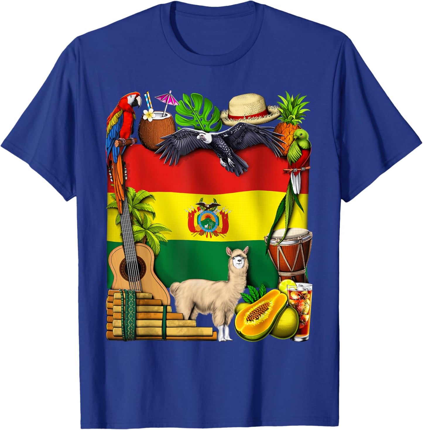 Bolivia Flag Bolivian Heritage Bolivian Roots Proud Bolivian T-Shirt - T-Shirt | Royal