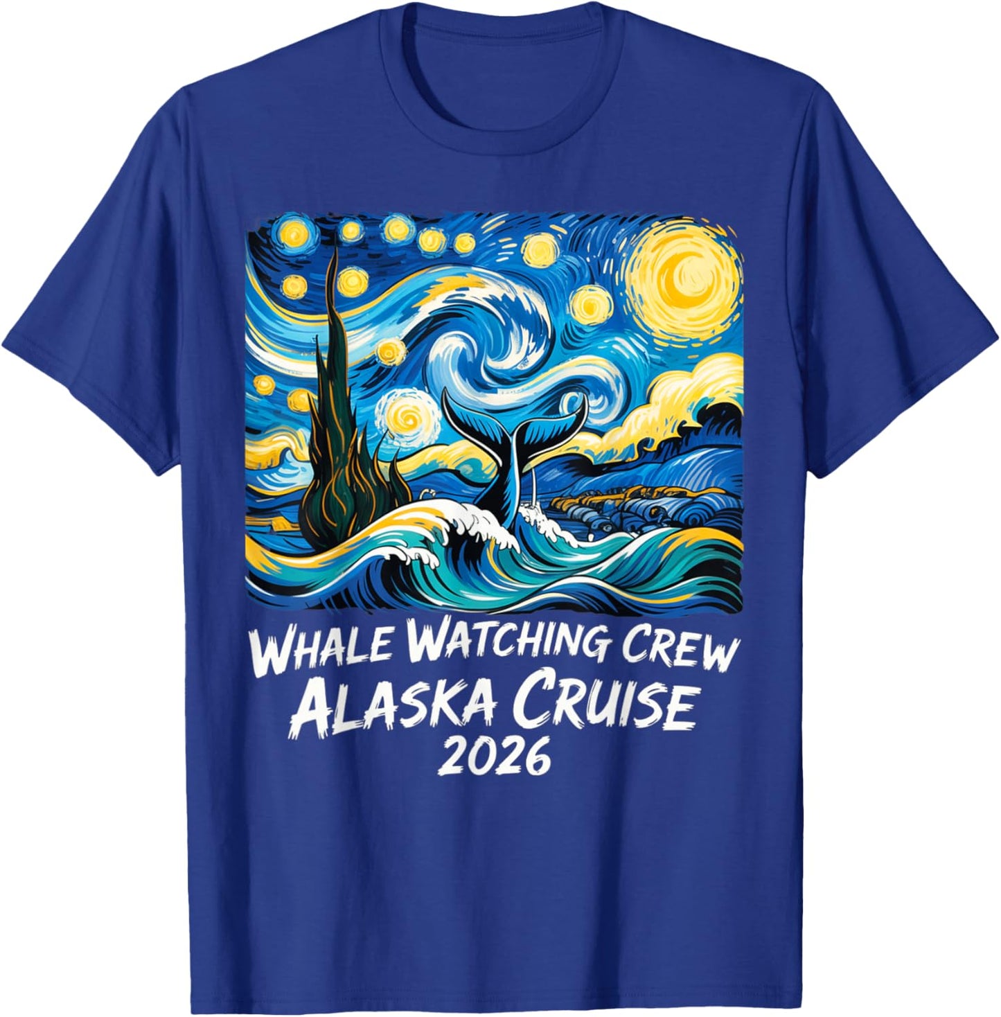 Whale Watching Crew Alaska Cruise 2026 in Starry Night T-Shirt - T-Shirt | Royal