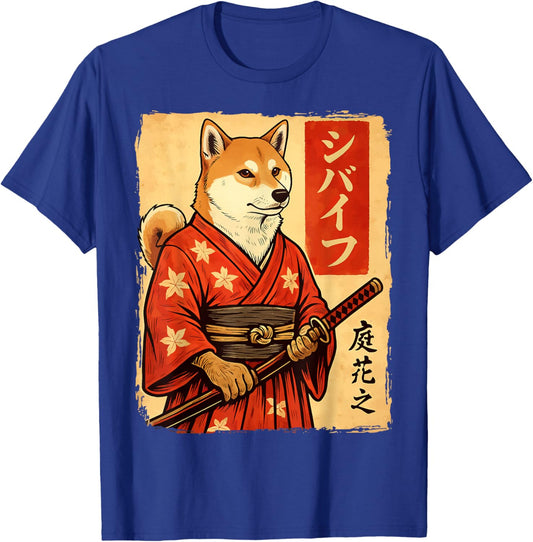 Shiba Inu Samurai Japanese Dog Katana T-Shirt - T-Shirt | Royal