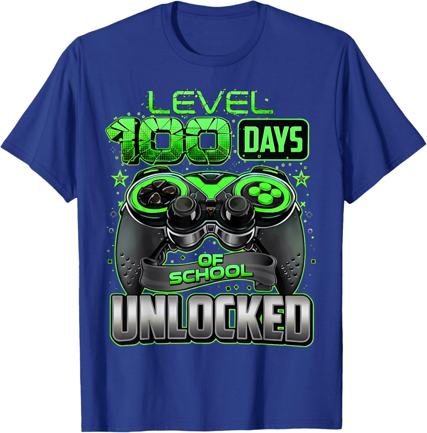 Level 100 Days of School Unlocked Gaming Gamer Boys Kids T-Shirt - T-Shirt | Royal
