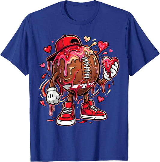 American Football Drip Heart Icecream Happy Valentine's Day T-Shirt - T-Shirt | Royal