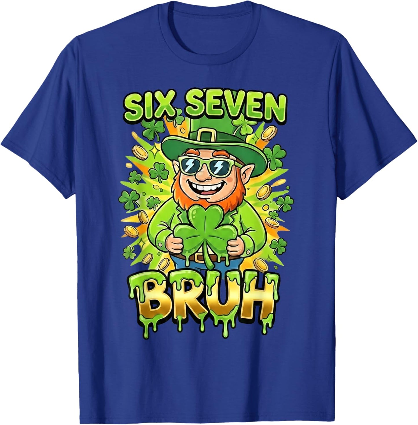 Bruh 67 Six Seven 6 7 Meme St Patricks Day Funny Boys Kids T-Shirt - T-Shirt | Royal