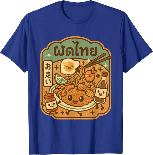 Pad Thai Kawaii Noodles Cartoon Asian Food Lover Design T-Shirt - T-Shirt | Royal