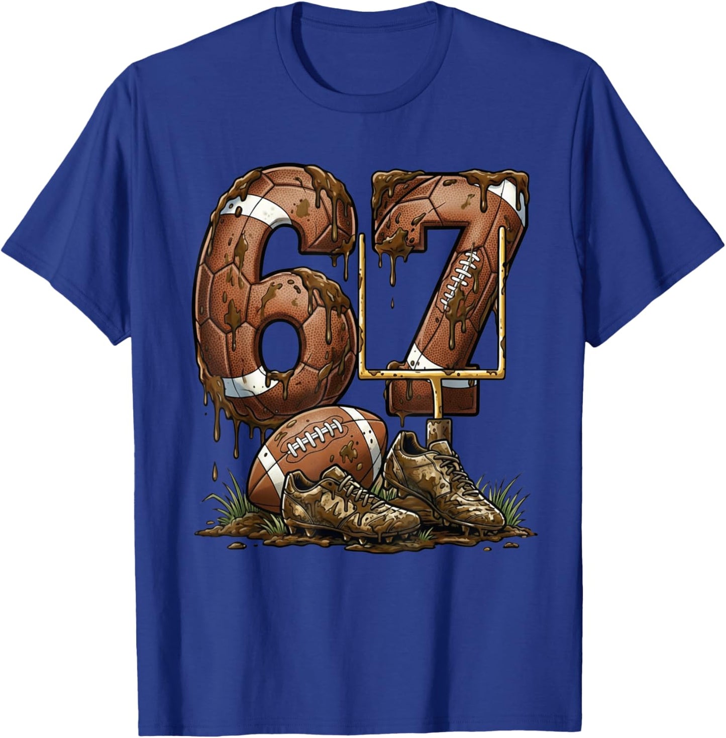 Funny 6 7 Football Six Seven Football 67 Kids Men Women T-Shirt - T-Shirt | Royal