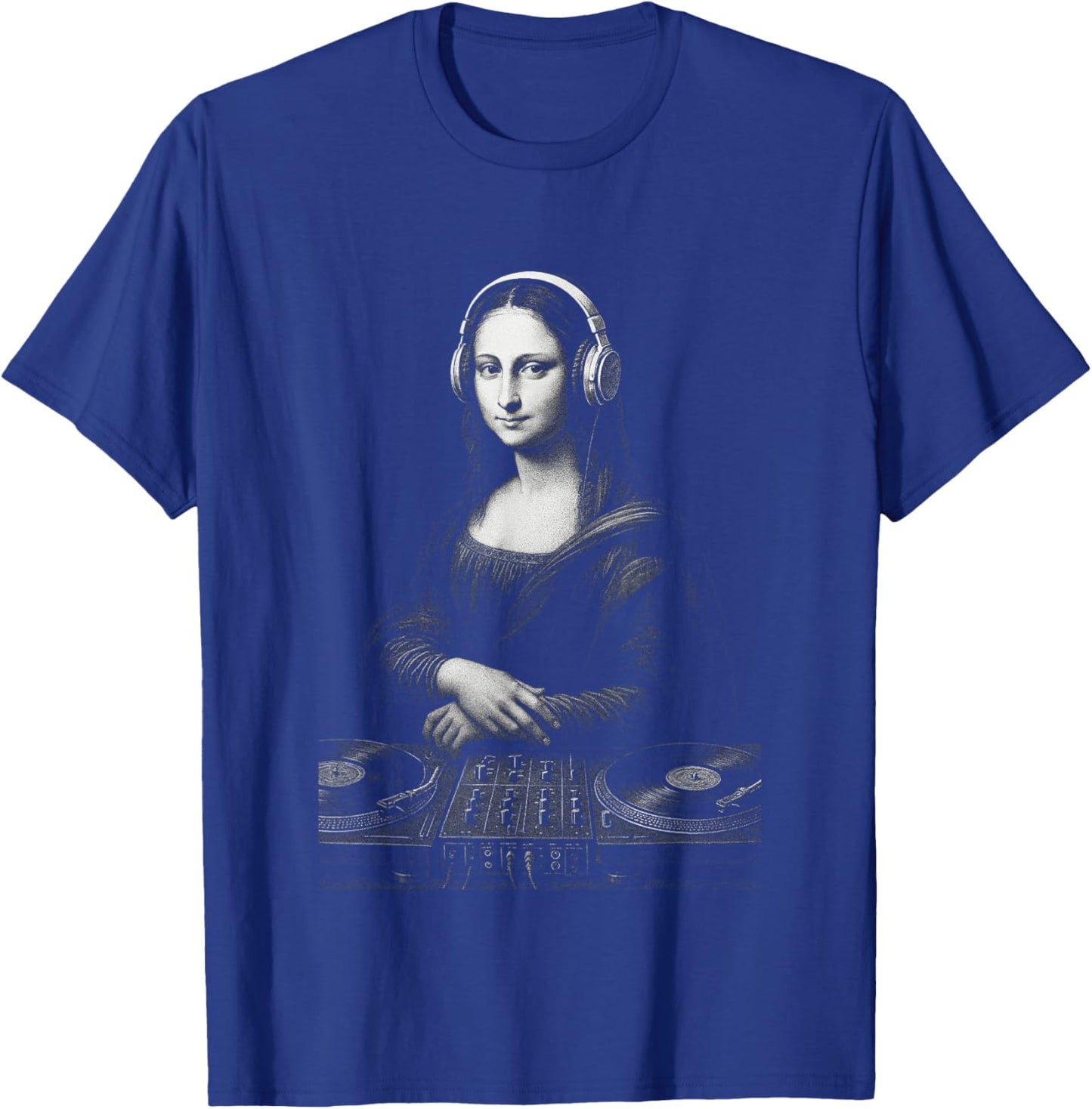 Mona Lisa DJ Headphones Turntables Music Mixer Art Parody T-Shirt - T-Shirt | Royal