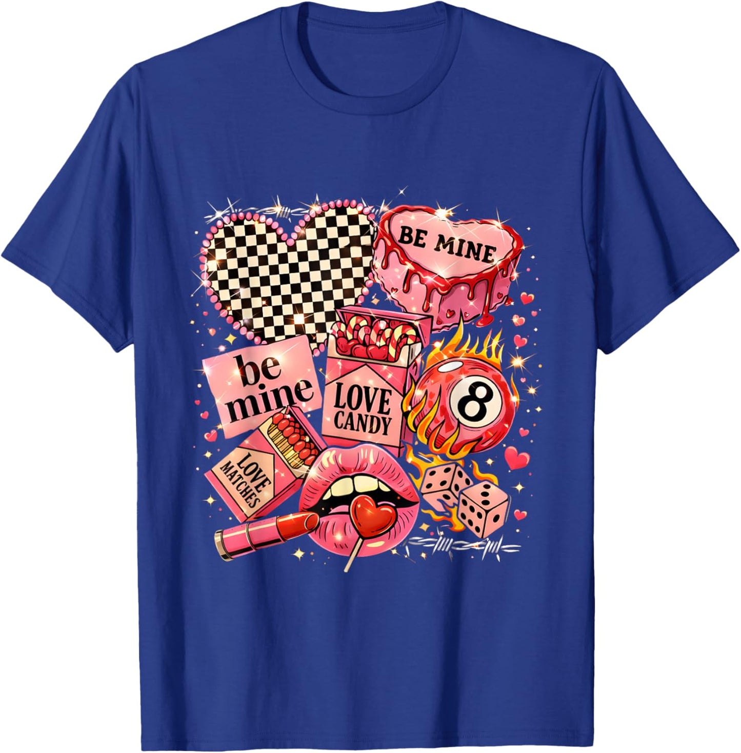 Retro Punk Valentine Collage Love Candy Heart Design T-Shirt - T-Shirt | Royal