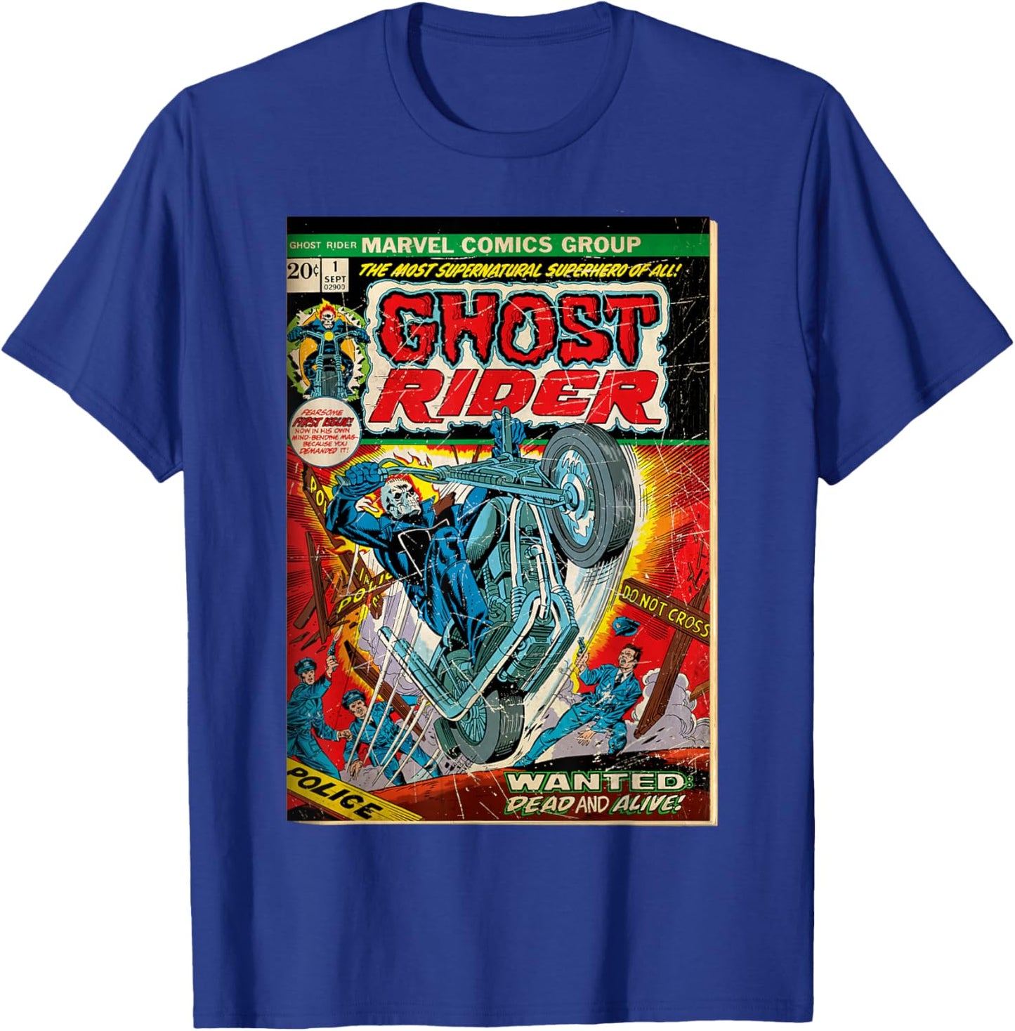 Marvel Ghost Rider Classic Comic Cover Wanted Dead and Alive T-Shirt - T-Shirt | Royal