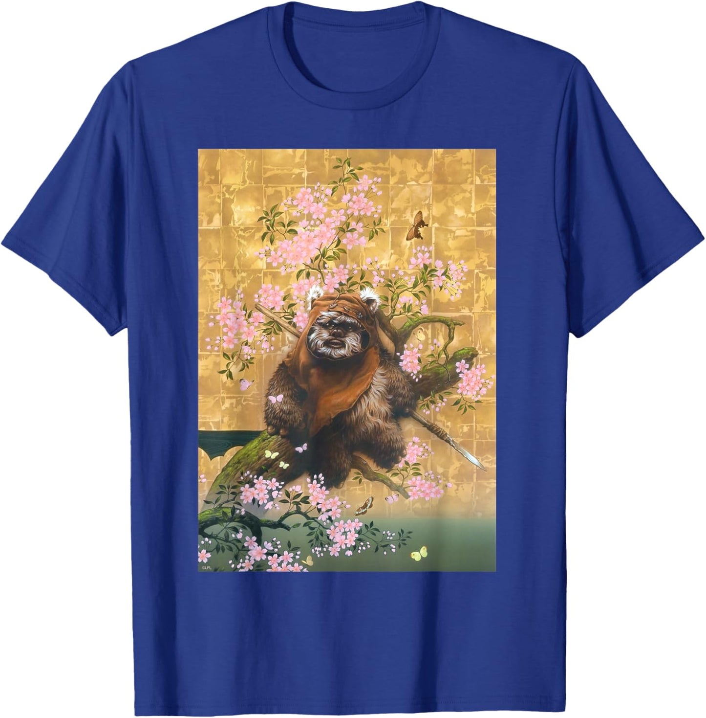 Star Wars Wicket the Ewok Spring Cherry Blossoms Sakura Art T-Shirt - T-Shirt | Royal